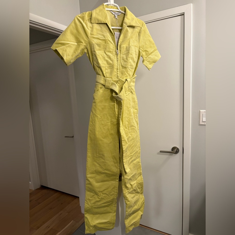 Trendy Corduroy Light Yellow Jumpsuit